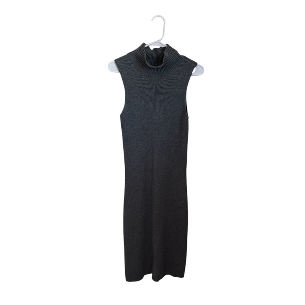 J Mclaughlin JULES SLEEVELESS RIB DRESS W/TURTLENECK GREY COTTON SMALL